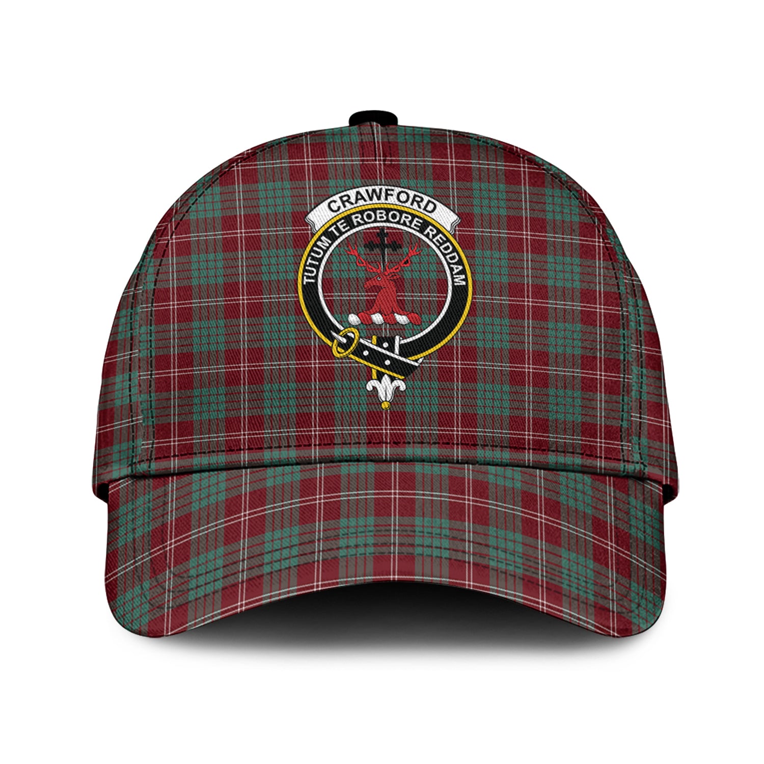 Crawford Modern Tartan Classic Cap with Family Crest Classic Cap Universal Fit - Tartan Vibes Clothing