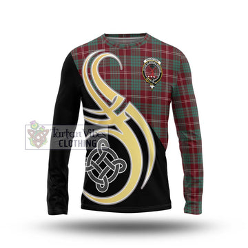 Crawford Modern Tartan Long Sleeve T-Shirt with Family Crest and Celtic Symbol Style