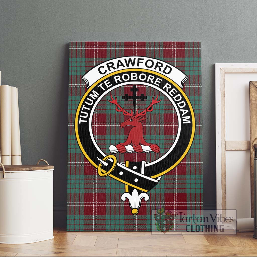 Tartan Vibes Clothing Crawford Modern Tartan Canvas Print Wall Art with Family Crest