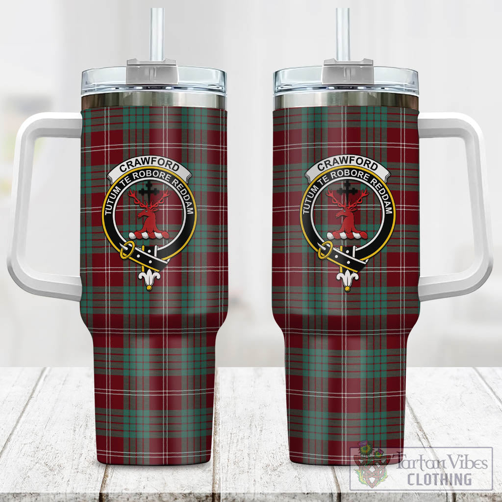 Tartan Vibes Clothing Crawford Modern Tartan and Family Crest Tumbler with Handle