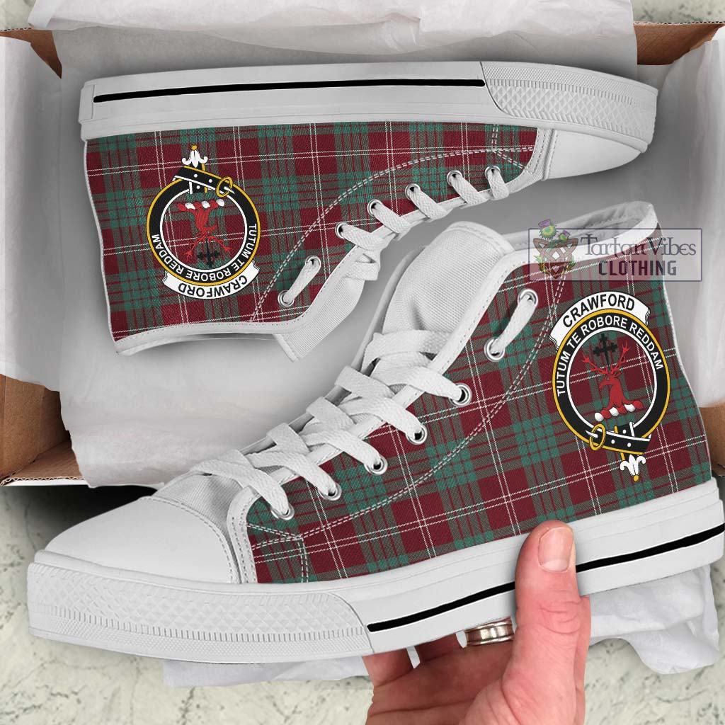 Tartan Vibes Clothing Crawford Modern Tartan High Top Shoes with Family Crest