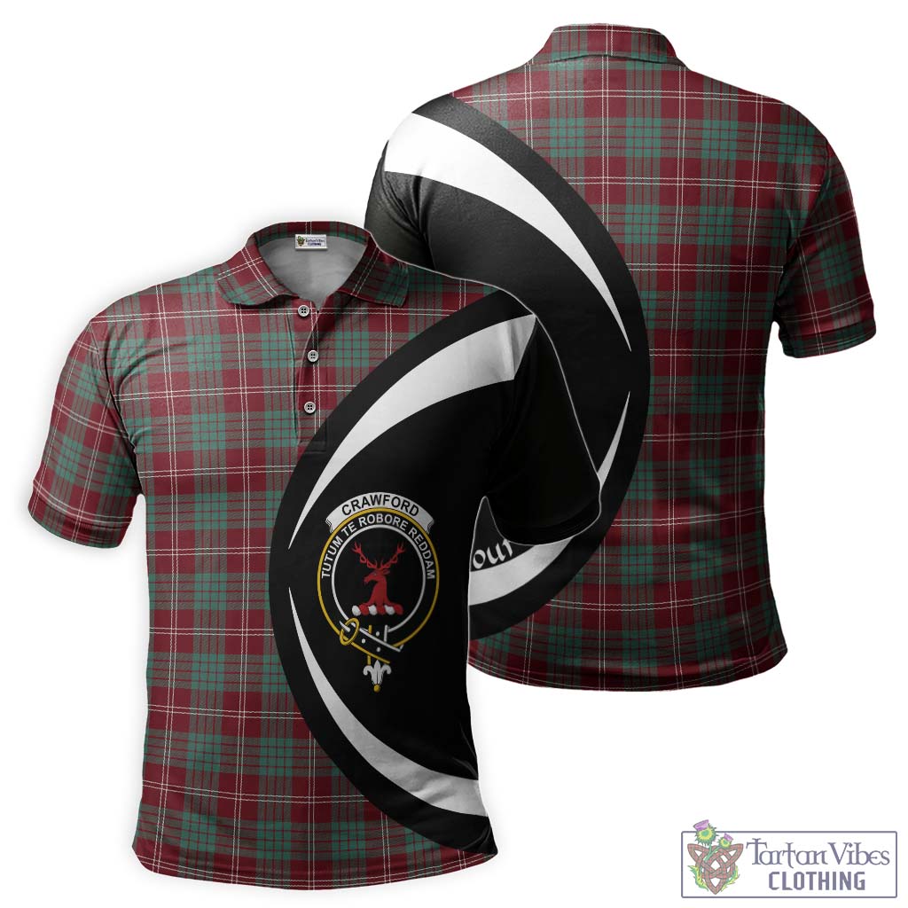 Tartan Vibes Clothing Crawford Modern Tartan Men's Polo Shirt with Family Crest Circle Style