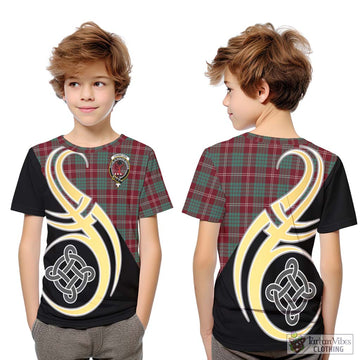 Crawford Modern Tartan Kid T-Shirt with Family Crest and Celtic Symbol Style