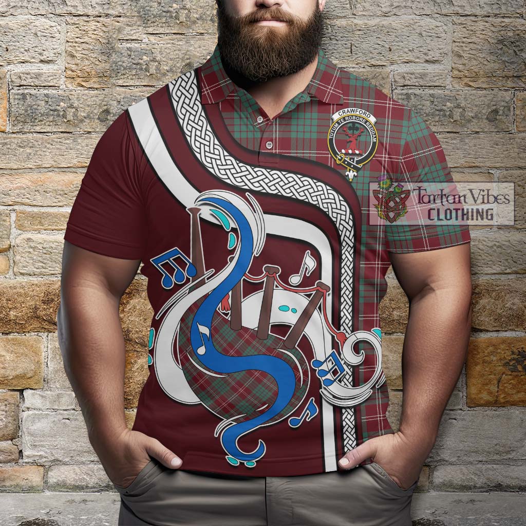 Tartan Vibes Clothing Crawford Modern Tartan Polo Shirt with Epic Bagpipe Style