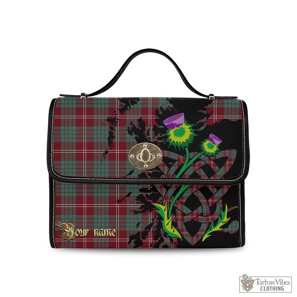 Tartan Vibes Clothing Crawford Modern Tartan Waterproof Canvas Bag with Scotland Map and Thistle Celtic Accents