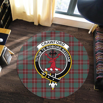 Crawford Modern Tartan Round Rug with Family Crest