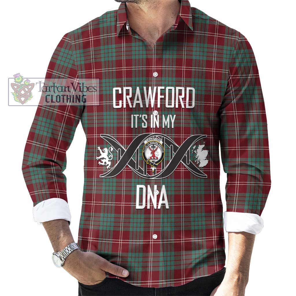 Tartan Vibes Clothing Crawford Modern Tartan Long Sleeve Button Shirt with Family Crest DNA In Me Style