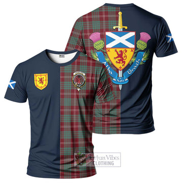 Crawford Modern Tartan T-Shirt Alba with Scottish Lion Royal Arm Half Style