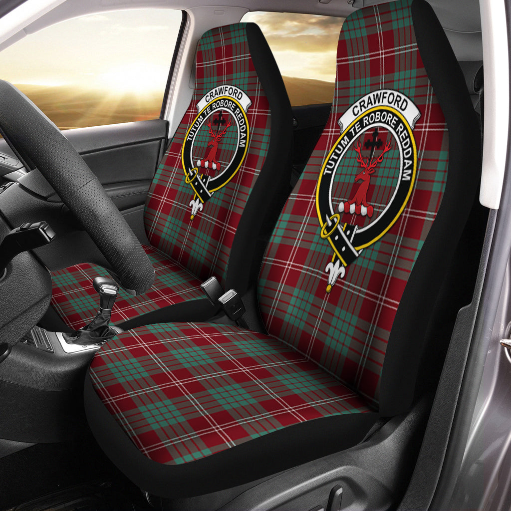 Crawford Modern Tartan Car Seat Cover with Family Crest One Size - Tartanvibesclothing