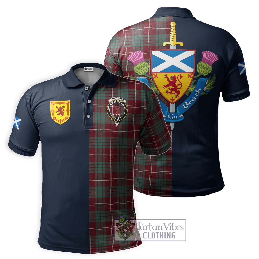 Tartan Vibes Clothing Crawford Modern Tartan Polo Shirt with Scottish Lion Royal Arm Half Style