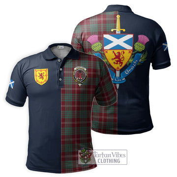 Crawford Modern Tartan Polo Shirt with Scottish Lion Royal Arm Half Style