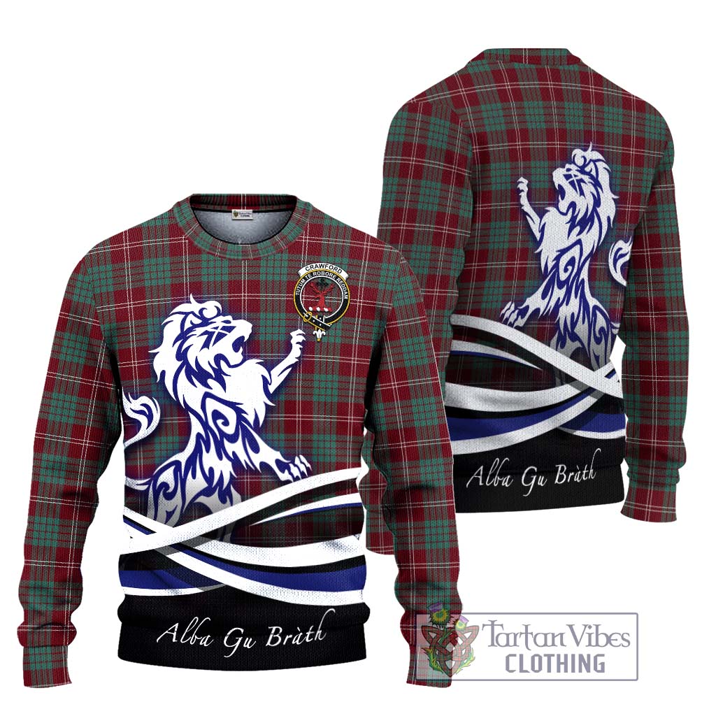 Tartan Vibes Clothing Crawford Modern Tartan Knitted Sweater with Alba Gu Brath Regal Lion Emblem