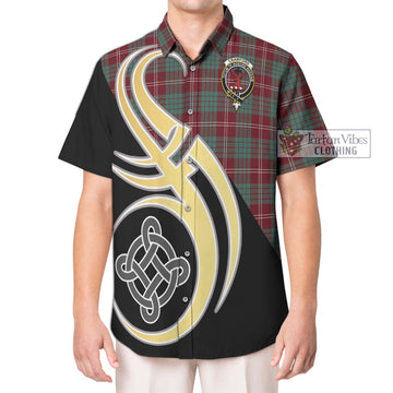 Crawford Modern Tartan Short Sleeve Button Shirt with Family Crest and Celtic Symbol Style