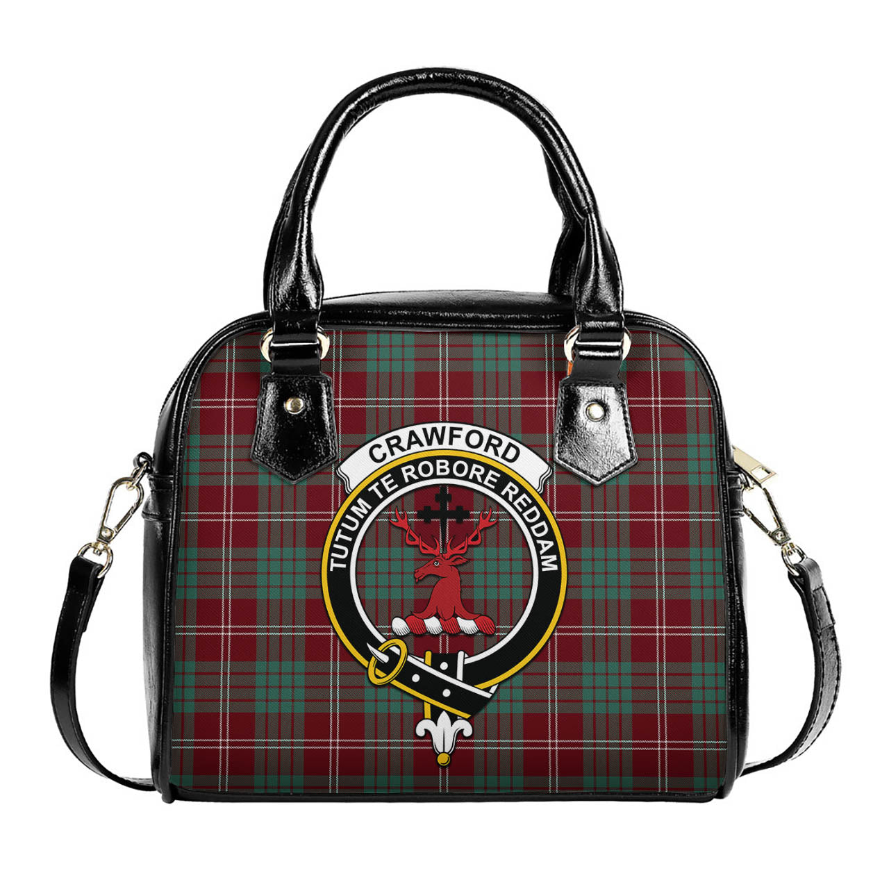 Crawford Modern Tartan Shoulder Handbags with Family Crest One Size 6*25*22 cm - Tartanvibesclothing