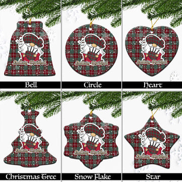 Crawford Modern Tartan Christmas Ornaments with Scottish Gnome Playing Bagpipes