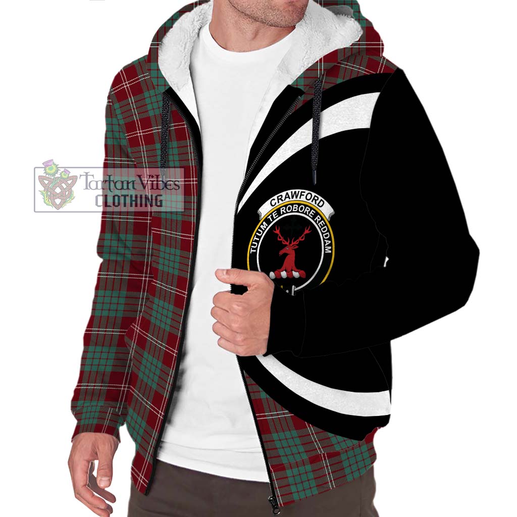 Tartan Vibes Clothing Crawford Modern Tartan Sherpa Hoodie with Family Crest Circle Style