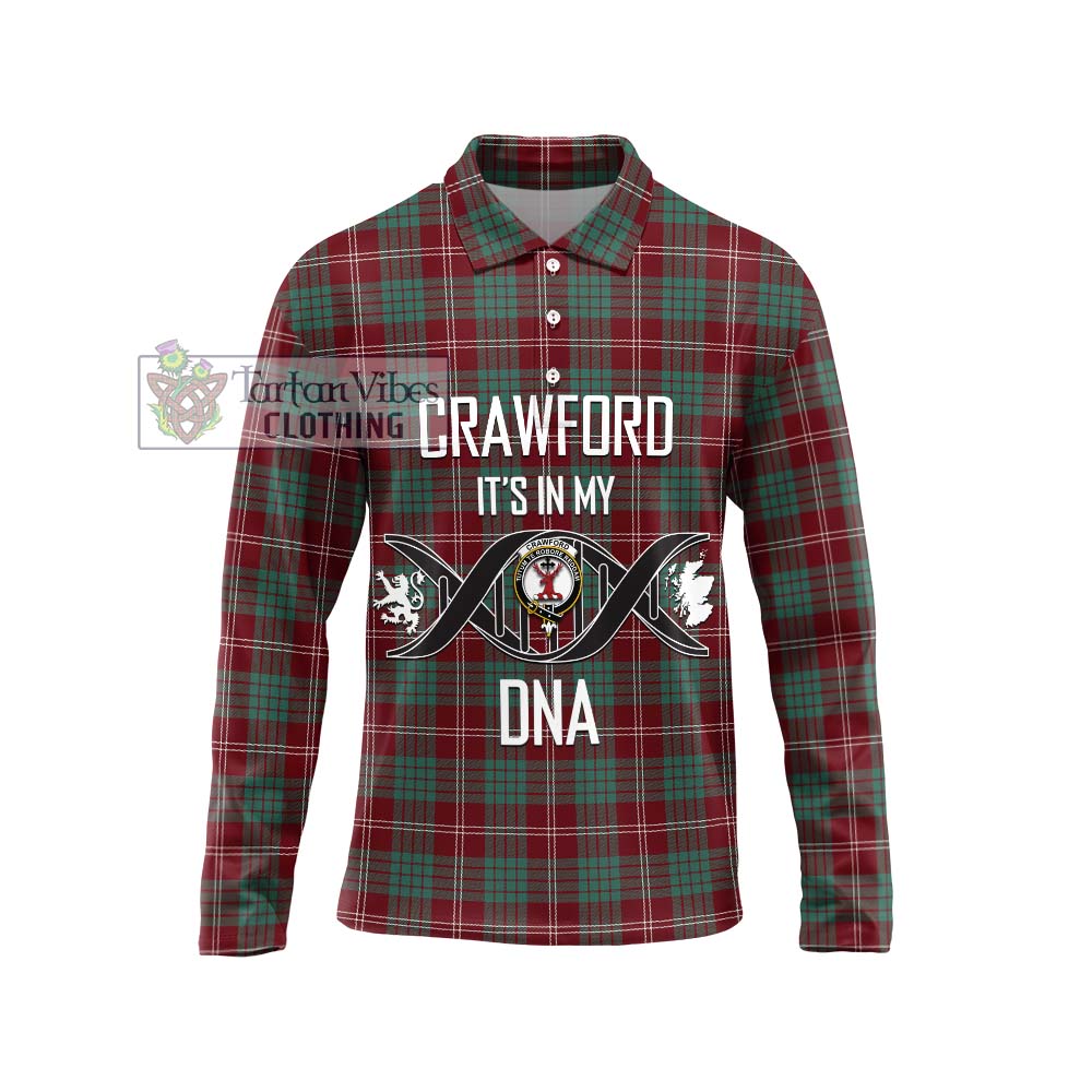 Tartan Vibes Clothing Crawford Modern Tartan Long Sleeve Polo Shirt with Family Crest DNA In Me Style