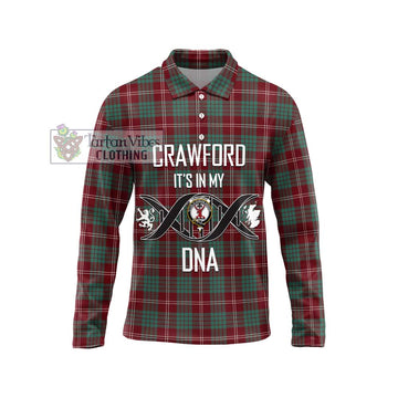 Crawford Modern Tartan Long Sleeve Polo Shirt with Family Crest DNA In Me Style