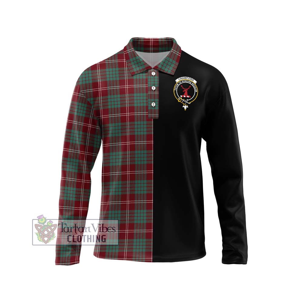 Tartan Vibes Clothing Crawford Modern Tartan Long Sleeve Polo Shirt with Family Crest and Half Of Me Style