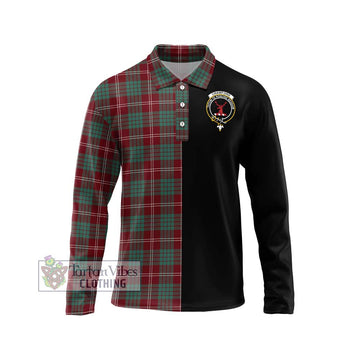 Crawford Modern Tartan Long Sleeve Polo Shirt with Family Crest and Half Of Me Style