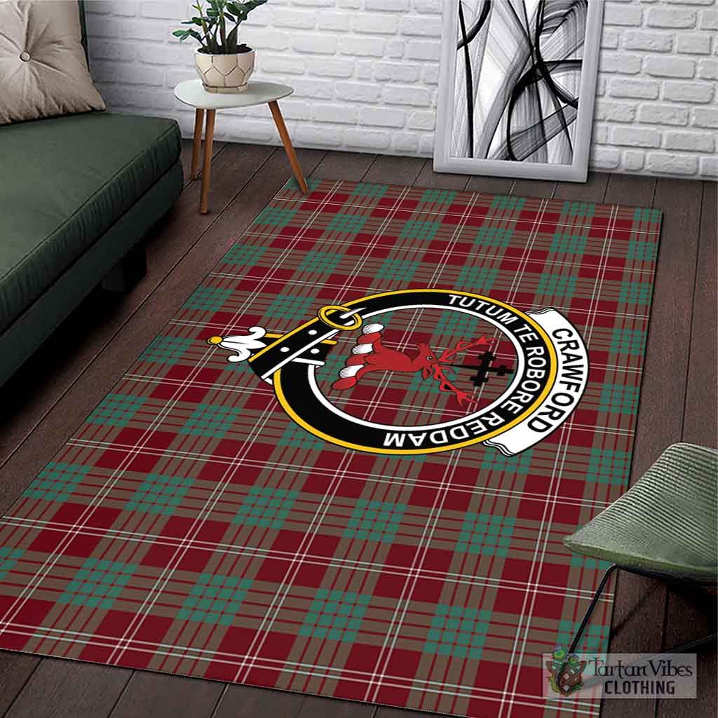 Tartan Vibes Clothing Crawford Modern Tartan Area Rug with Family Crest