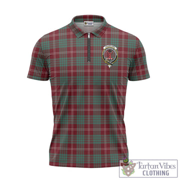 Crawford Modern Tartan Zipper Polo Shirt with Family Crest