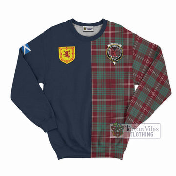 Crawford Modern Tartan Sweatshirt with Scottish Lion Royal Arm Half Style