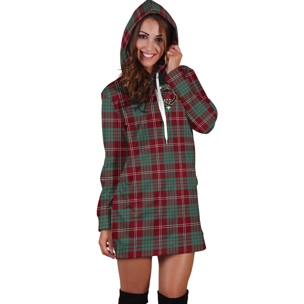 Crawford Modern Tartan Hoodie Dress with Family Crest - Tartanvibesclothing