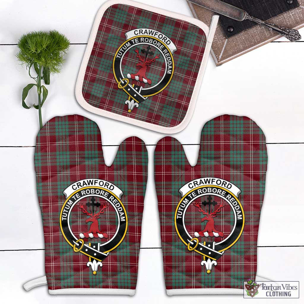 Tartan Vibes Clothing Crawford Modern Tartan Combo Oven Mitt & Pot-Holder with Family Crest