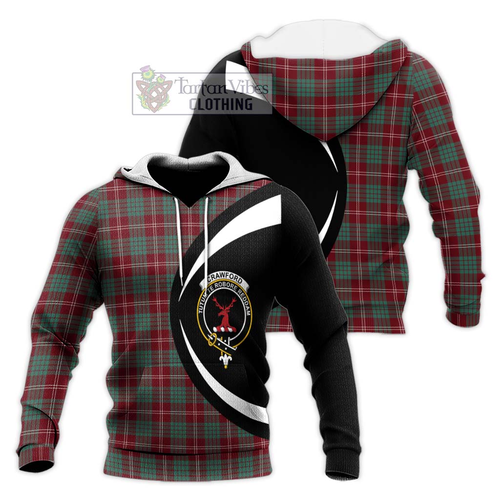 Tartan Vibes Clothing Crawford Modern Tartan Knitted Hoodie with Family Crest Circle Style