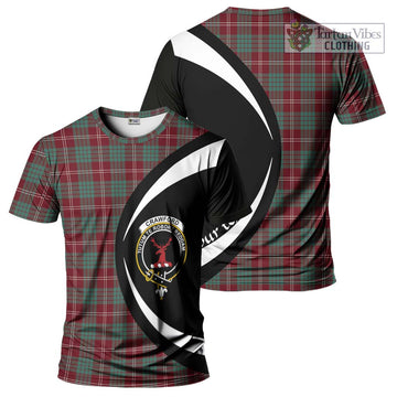 Crawford Modern Tartan T-Shirt with Family Crest Circle Style