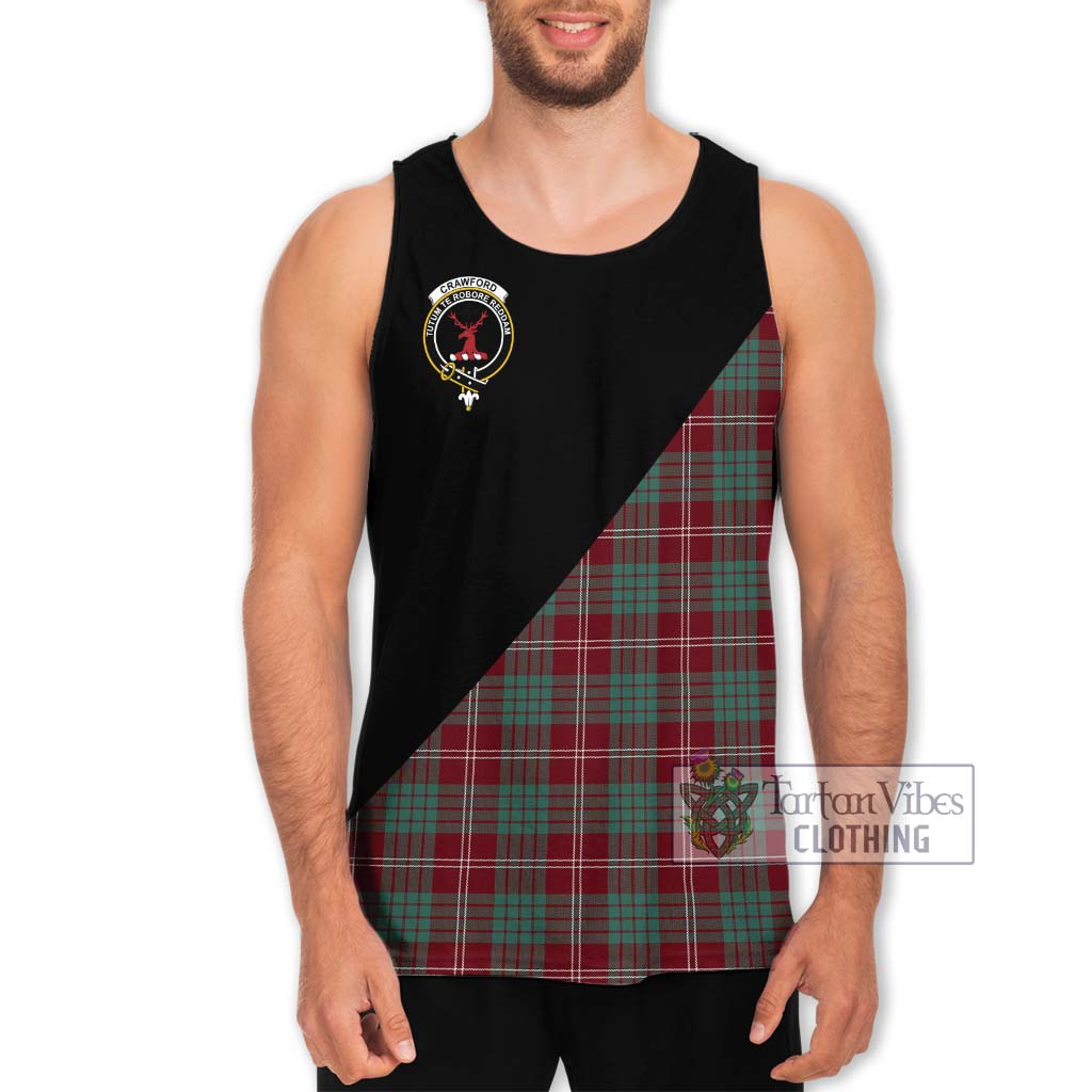 Tartan Vibes Clothing Crawford Modern Tartan Men's Tank Top with Family Crest and Military Logo Style