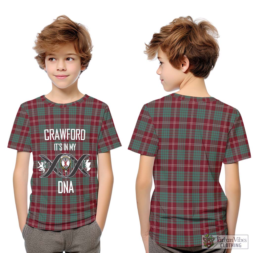 Tartan Vibes Clothing Crawford Modern Tartan Kid T-Shirt with Family Crest DNA In Me Style