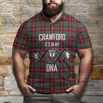 Crawford Modern Tartan Polo Shirt with Family Crest DNA In Me Style