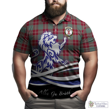 Crawford Modern Tartan Polo Shirt with Alba Gu Brath Regal Lion Emblem