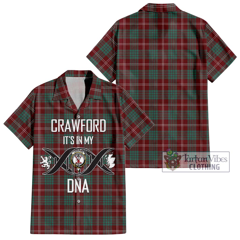 Tartan Vibes Clothing Crawford Modern Tartan Short Sleeve Button Shirt with Family Crest DNA In Me Style