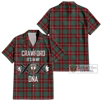 Crawford Modern Tartan Short Sleeve Button Shirt with Family Crest DNA In Me Style