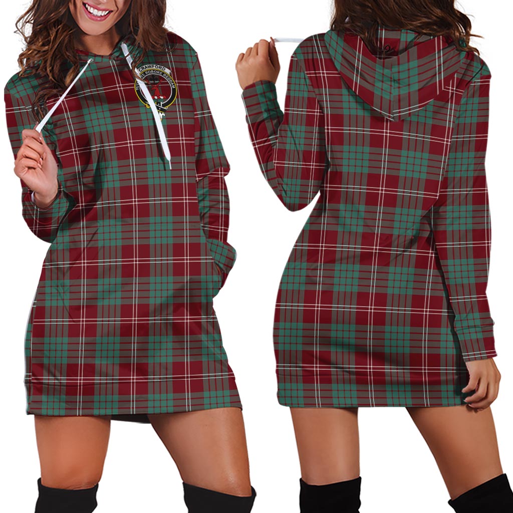 Crawford Modern Tartan Hoodie Dress with Family Crest - Tartanvibesclothing