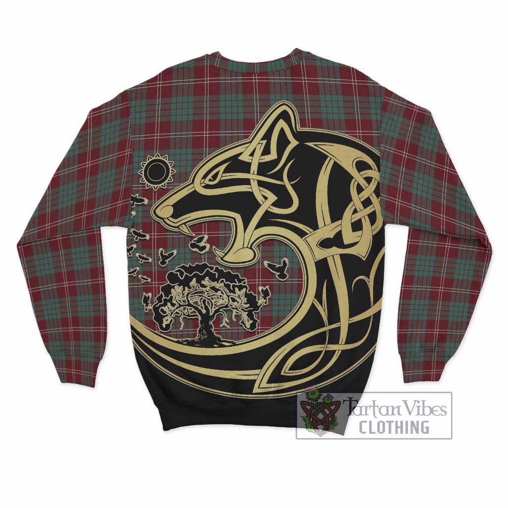 Tartan Vibes Clothing Crawford Modern Tartan Sweatshirt with Family Crest Celtic Wolf Style