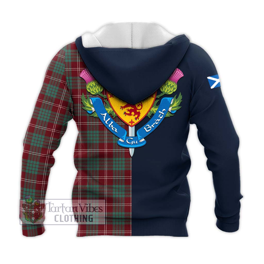 Tartan Vibes Clothing Crawford Modern Tartan Knitted Hoodie with Scottish Lion Royal Arm Half Style