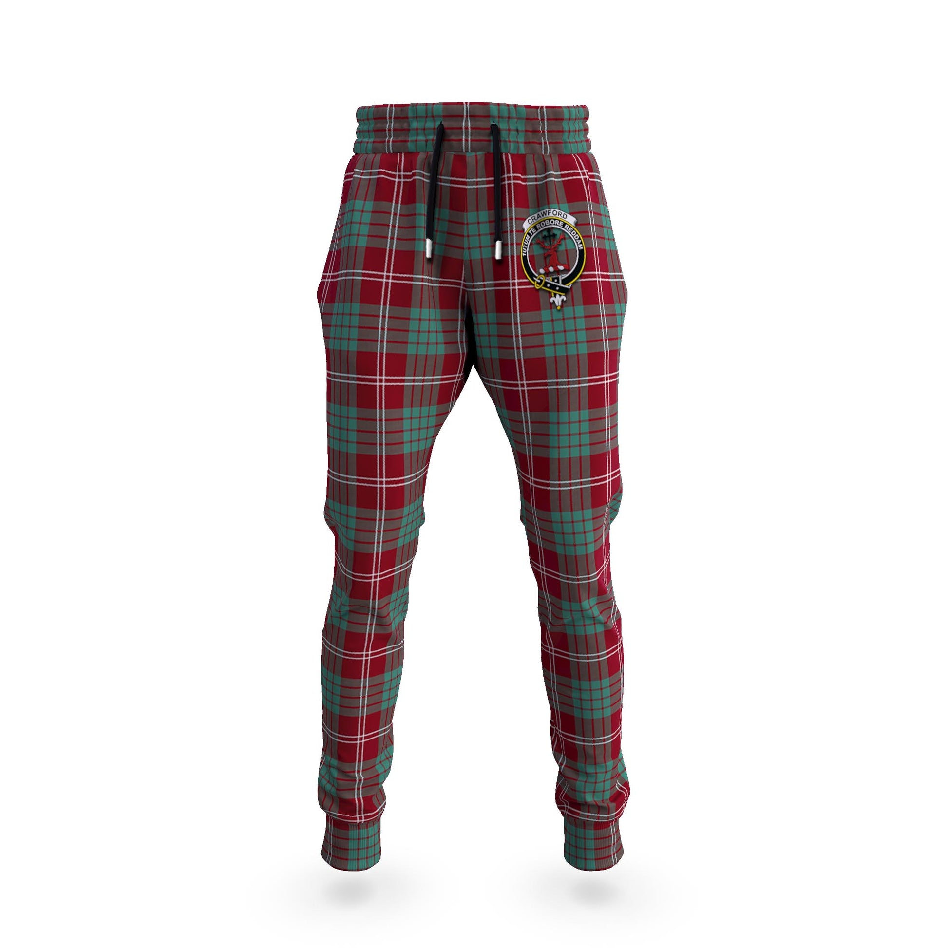 Crawford Modern Tartan Joggers Pants with Family Crest 5XL - Tartan Vibes Clothing