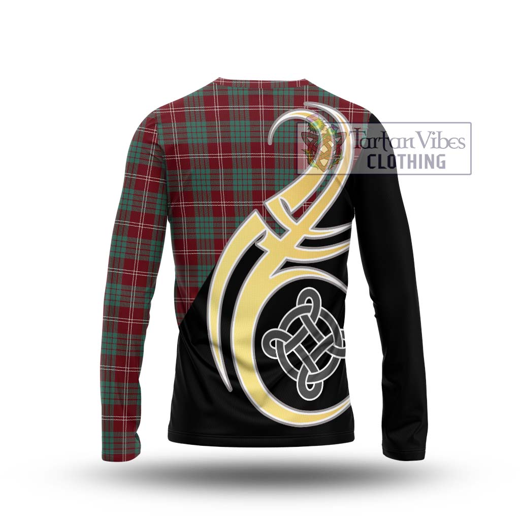 Tartan Vibes Clothing Crawford Modern Tartan Long Sleeve T-Shirt with Family Crest and Celtic Symbol Style