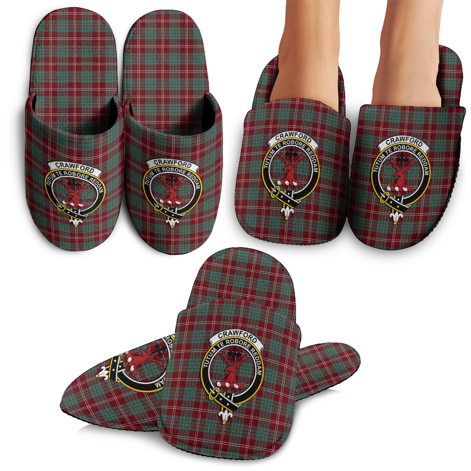 Crawford Modern Tartan Home Slippers with Family Crest - Tartanvibesclothing