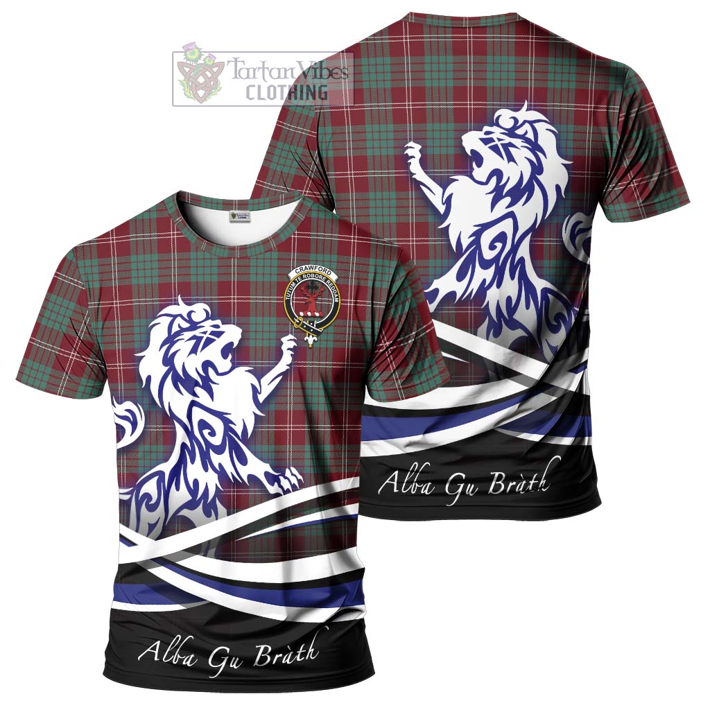 Tartan Vibes Clothing Crawford Modern Tartan Cotton T-shirt with Alba Gu Brath Regal Lion Emblem