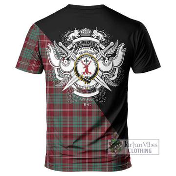 Crawford Modern Tartan T-Shirt with Family Crest and Military Logo Style