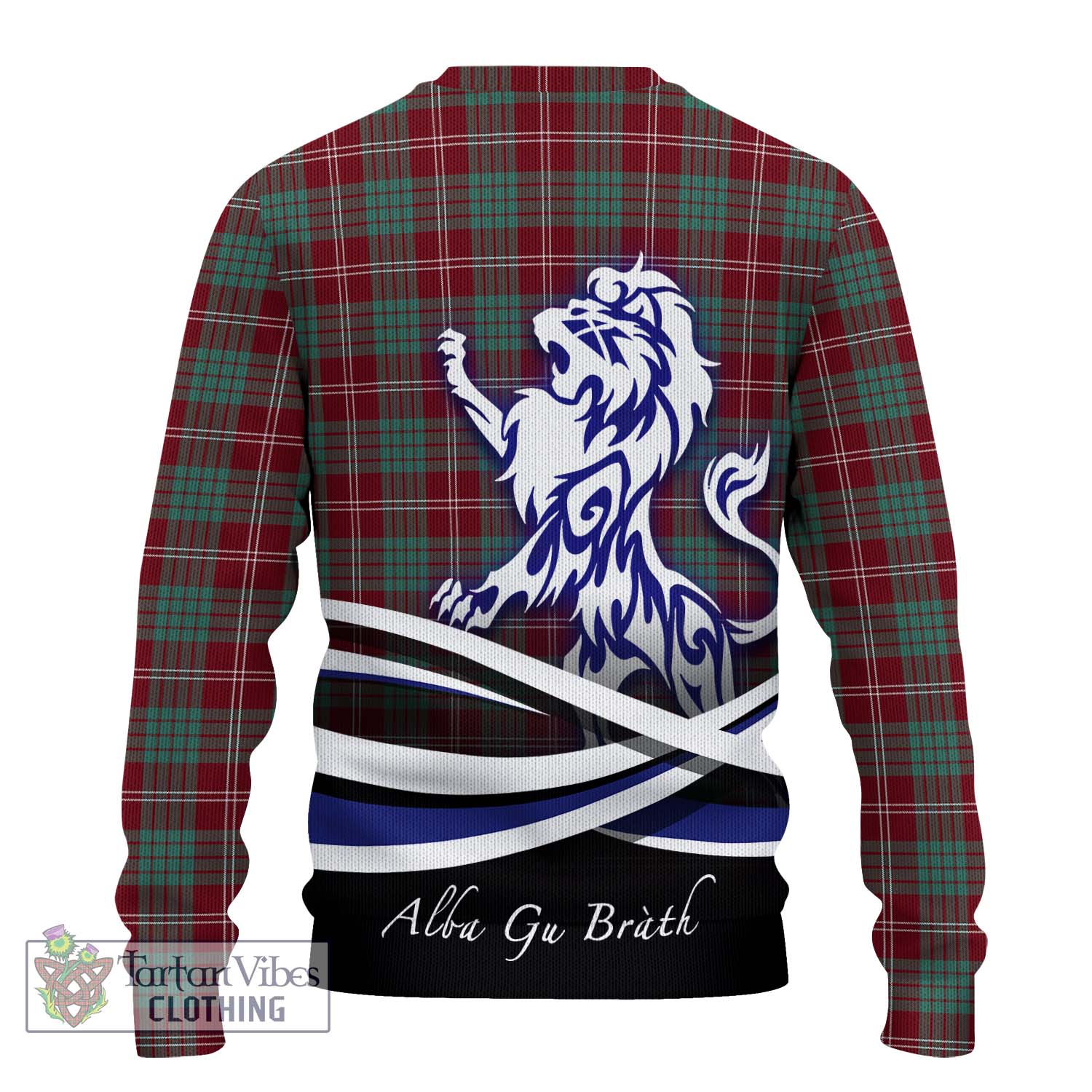 Tartan Vibes Clothing Crawford Modern Tartan Knitted Sweater with Alba Gu Brath Regal Lion Emblem