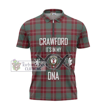 Crawford Modern Tartan Zipper Polo Shirt with Family Crest DNA In Me Style