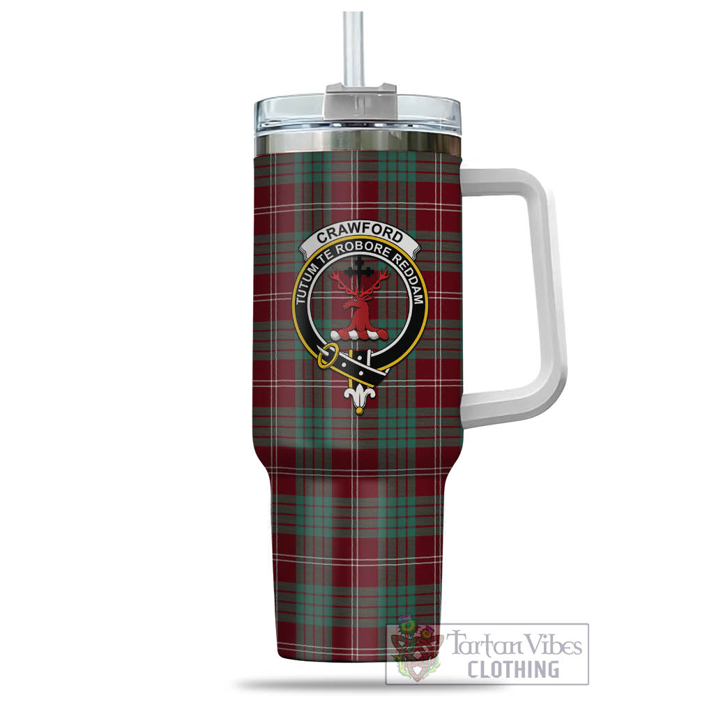 Tartan Vibes Clothing Crawford Modern Tartan and Family Crest Tumbler with Handle