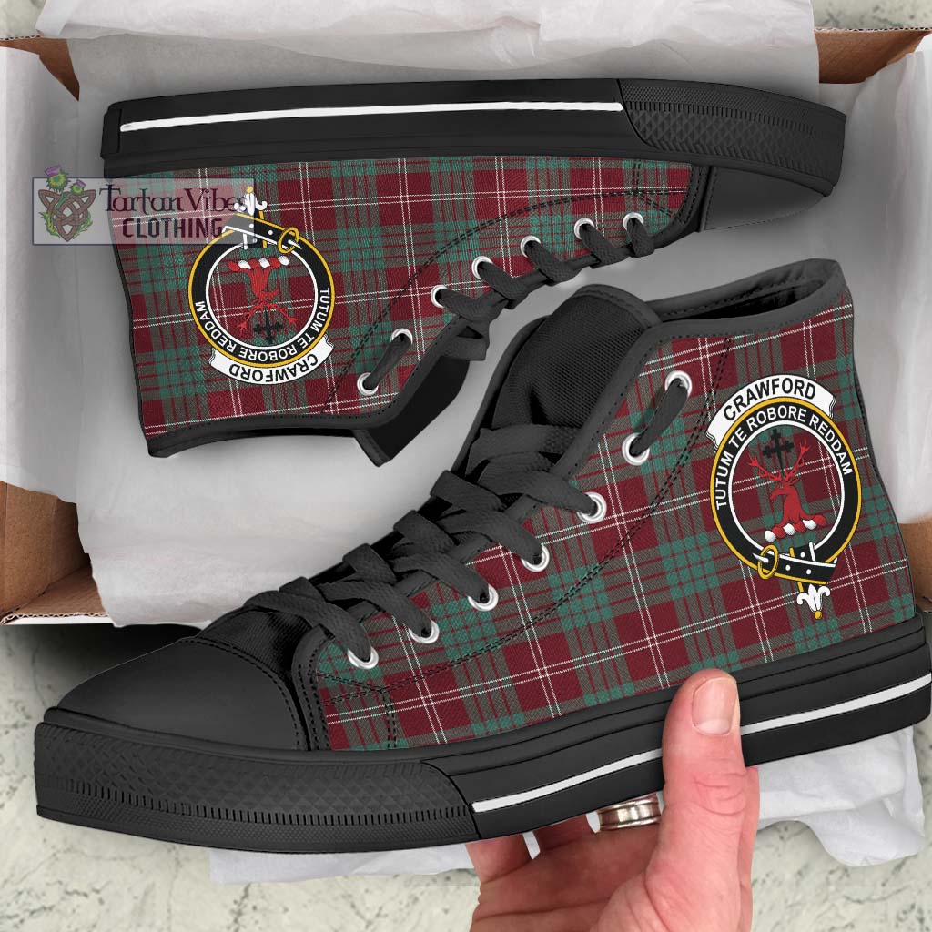 Tartan Vibes Clothing Crawford Modern Tartan High Top Shoes with Family Crest