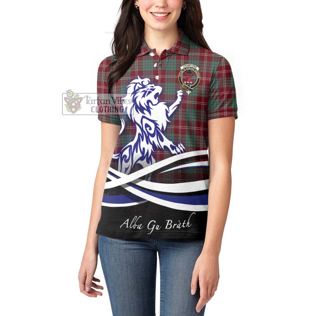 Tartan Vibes Clothing Crawford Modern Tartan Women's Polo Shirt with Alba Gu Brath Regal Lion Emblem